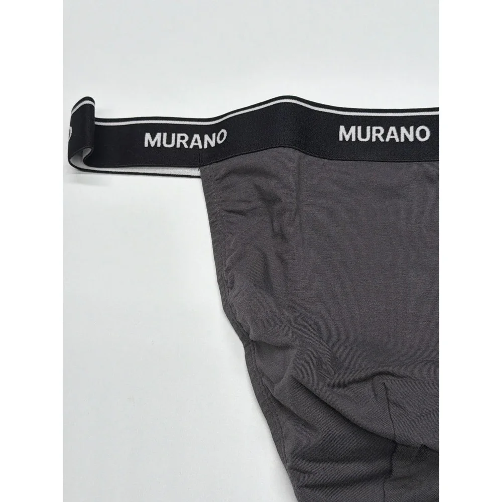 Murano Mens Gray‎ Thong Underwear Comfort Stretch Logo Waistband Size Large